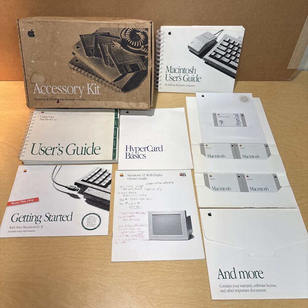 Macintosh LC II 2 Accessory Kit With Disks Documents Manuals Etc APPLE Box